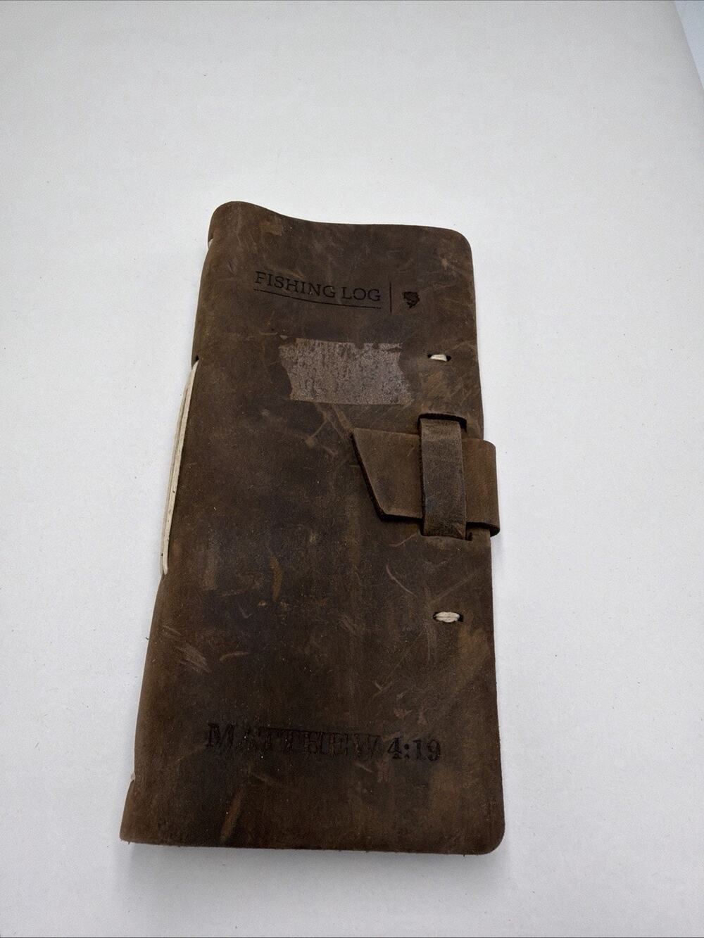 Rustico Leather Fishing Log Book Journal Brown Leather Cover Mathew 4:19